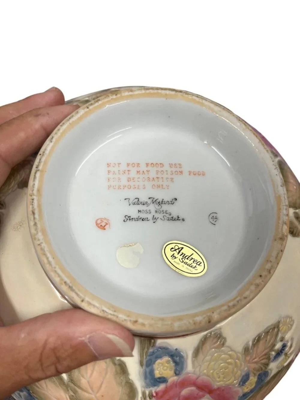 Andrea by Sedak Victoria moss rose vtg ceramic 10
